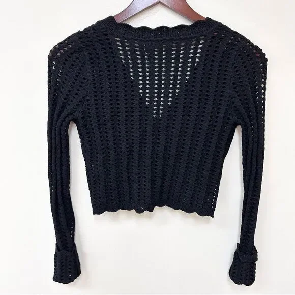 NWT Self-Portrait Black Cropped Sweater - Picture 7 of 10